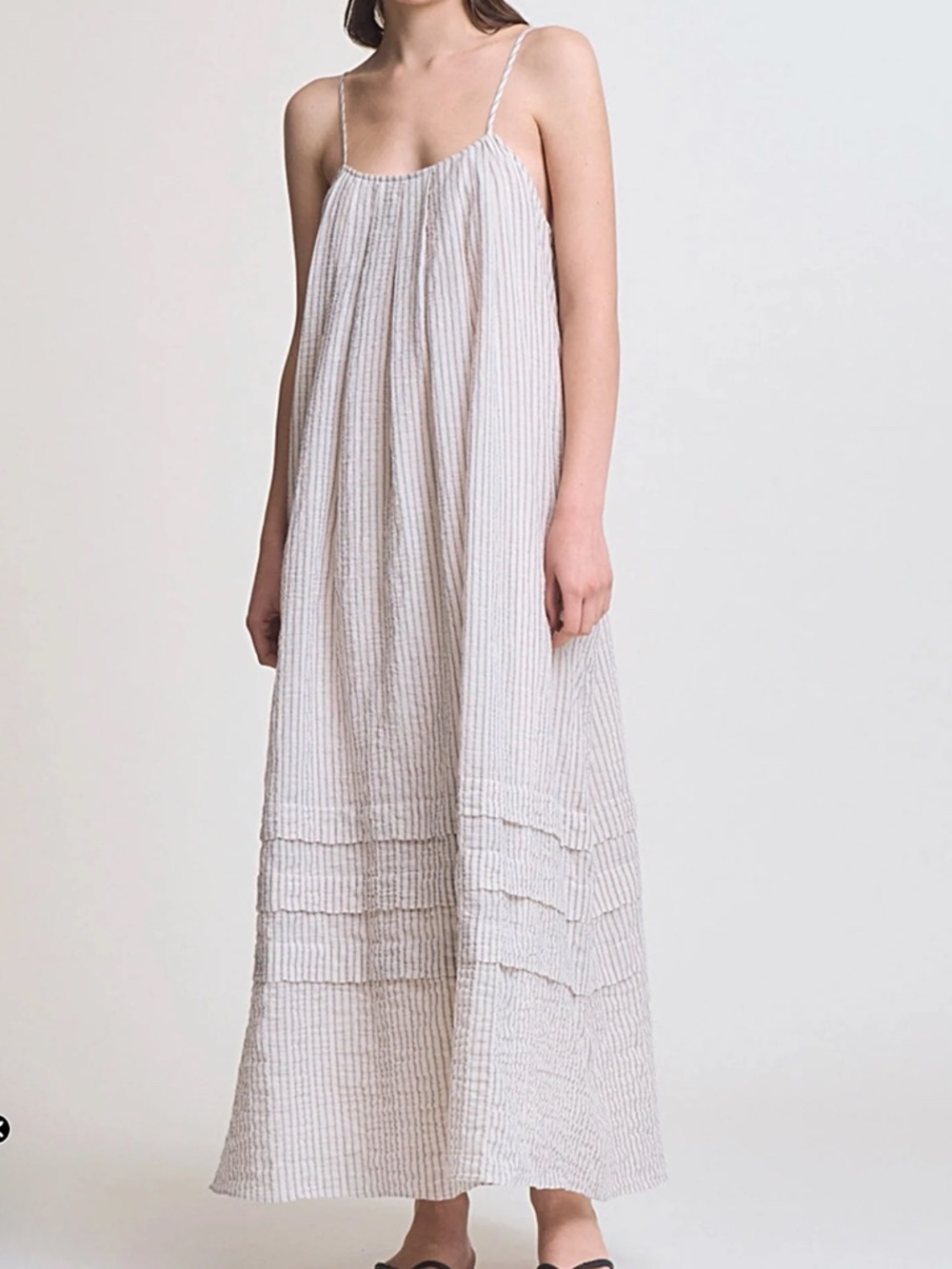 Mariposa Tuck Pleat Seersucker Tent Dress